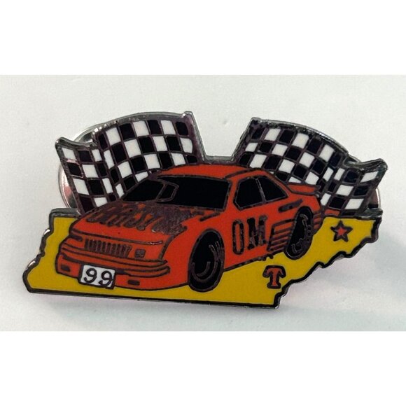 Vintage Odyssey of the Mind Tennessee Race Car Flag Lapel Pin - Picture 1 of 3